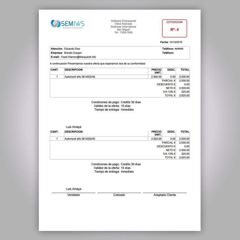 Cotización con membrete y detalle de ítems
