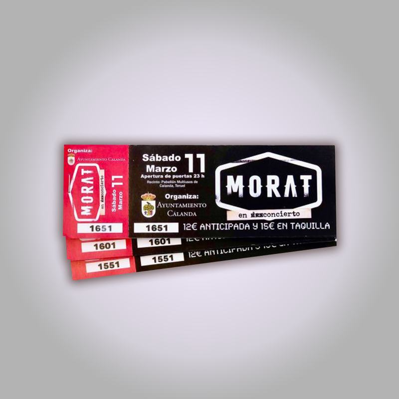Entradas de concierto en talonario