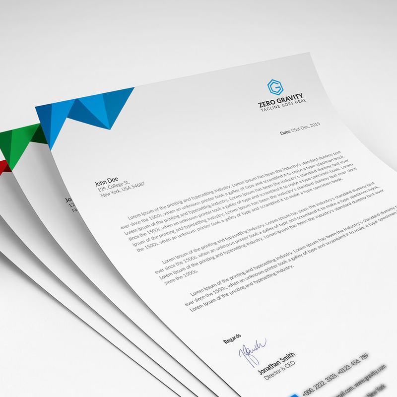 Hojas carta membretadas con membrete azul