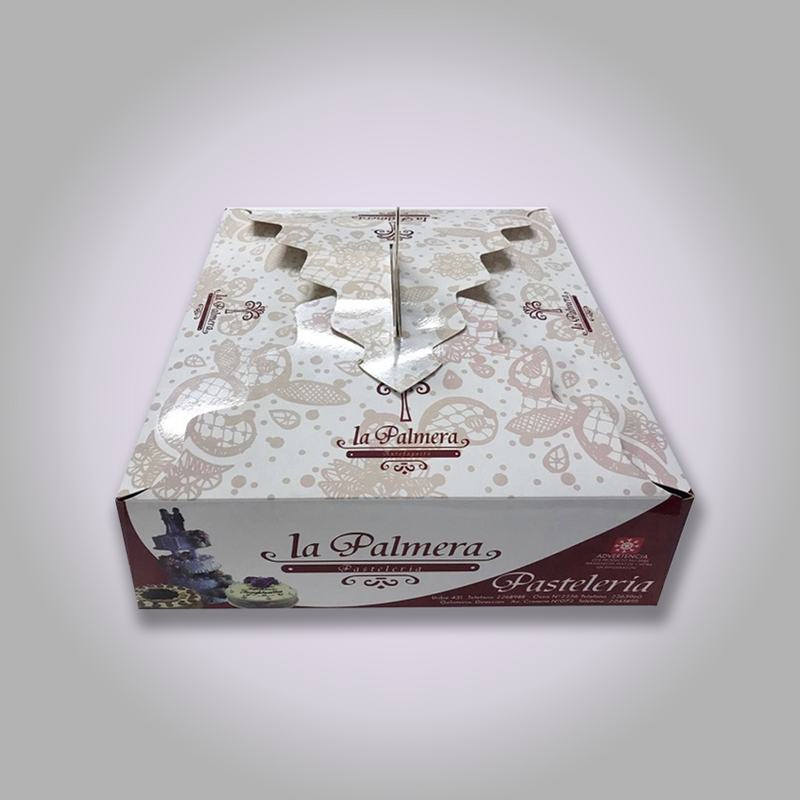 Caja de pastelería con tapa impresa