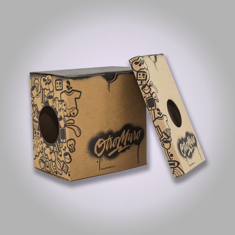 Caja de cartulina kraft con ventana circular